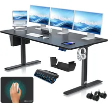 Kesser KESSER® Höhenverstellbarer Schreibtisch elektrisch Ergonomisch Steh-Sitz Schreibtisch 3-Funktions-Memory Steuerung Inkl. 360° Rollen & USB-Ladeanschluss Computertisch für Homeoffice