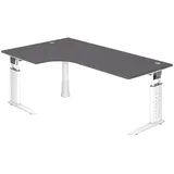bümö Schreibtisch Graphit, weiß - Nachbildung, Rechteckig, 200x74x120 cm, FSC Mix, Arbeitszimmer, Schreibtische, Bürotische