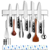 Magnetischer Messerhalter für Wand oder Kühlschrank, 43,2 cm, selbstklebende magnetische Messerleiste für Kühlschrank, 304 Edelstahl, Magnet-Messerleiste für Küchenutensilien, Messer und mehr, 6