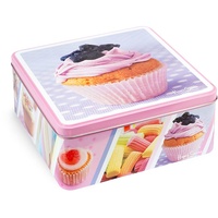 HOME Quadratische Blechdose Candy Cm15Xh6 Küchenbehälter, Material, Multicolor, 20x20x8 cm