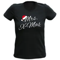 Art & Detail Shirt T-Shirt Partner Weihnachten Design Shirt - Mr. X-Mas und Mrs. X-Mas Partner Shirt, Christmas, Xmas schwarz Damen_Tshirt_Figurbetont | S
