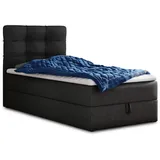 Sofnet Boxspringbett Best Mini mit Bettkasten und Matratzentopper - Topper, - 100 x 200 - Schwarz Textil, H3, Rechteckig, 100x200 cm, Schlafzimmer, Betten, Boxspringbetten