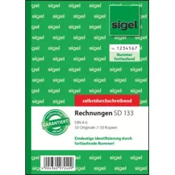 SIGEL Rechnung A6/2x50BL SD SD133 fortlfd. num.