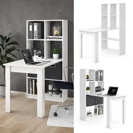 Vicco Schreibtisch Weiß, Computertisch mit Ablage Regal Raumteiler Bürotisch