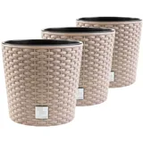 3er-Set Rattan-Blumenkübel 30cm Mokka – Indoor & Outdoor Dekoration