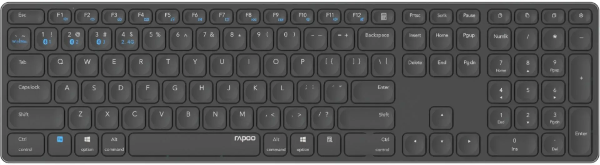 Preisvergleich Produktbild Rapoo E9800M Dunkelgrau Kabellose Multimodus Tastatur