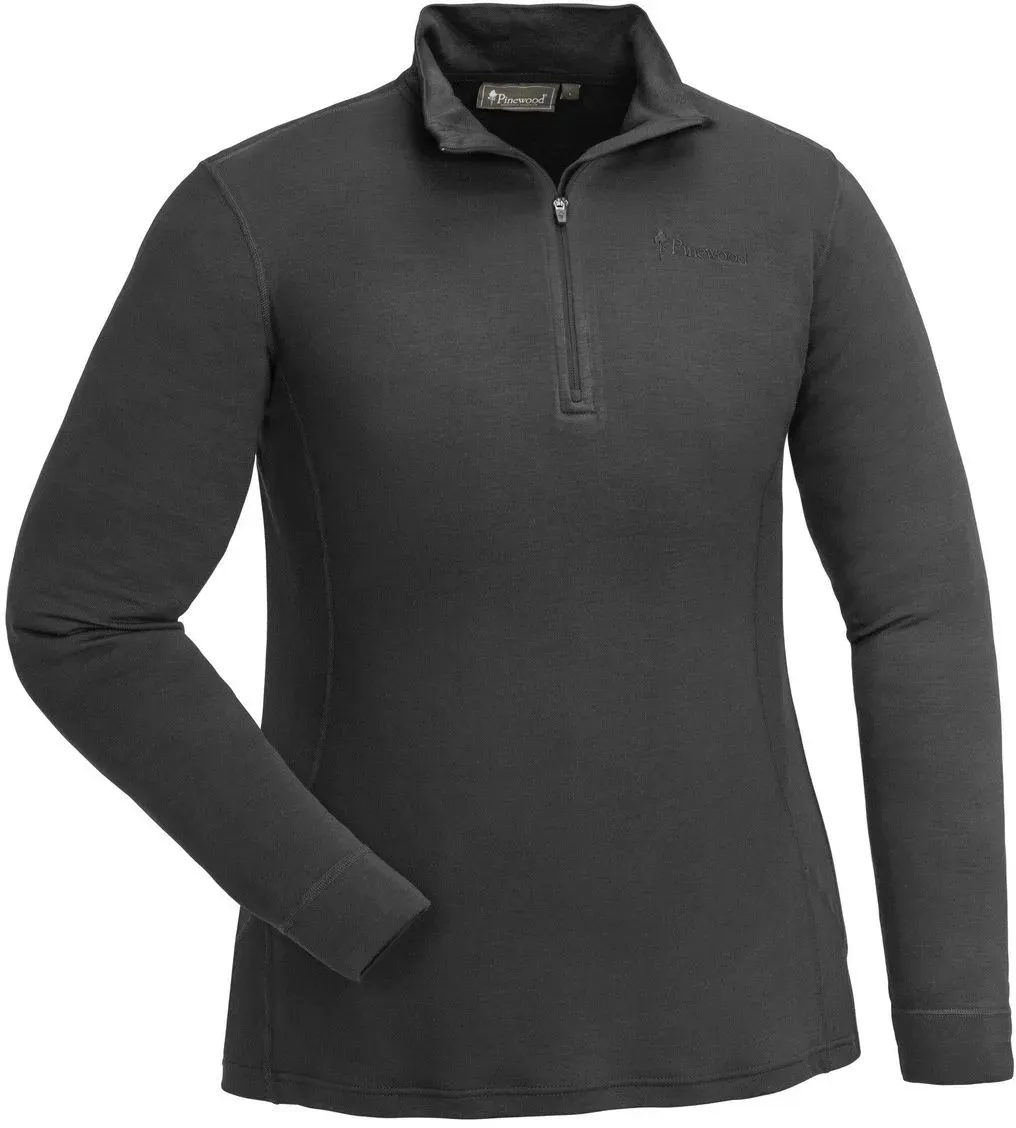Pinewood Abisko Merino Base Layer Women Half Zip Shirt smoke black (437) M