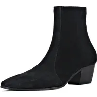 OSSTONE Chelsea Leder Stiefel für Männer High Heels Herren Kleid Schuhe Reißverschluss Stiefel Cowboy OS-JY040-10-R - 43 EU