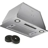 Klarstein Dunstabzugshaube Abluft/Umluft-Dunstabzugshaube mit Filter, LED-Beleuchtung, Timer & Touch-Bedienfeld, Leise Einbau-Abzugshaube mit 439 m3/h LED Touch A++ Edelstahl
