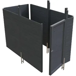Skan Holz Abstellraum C3 für Carports - Profilschalung schiefergrau