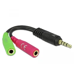 DeLOCK Audioadapter 3,5 mm 4 Pin Klinkenstecker zu 3,5 mm 3 Pin Klinkenbuchse