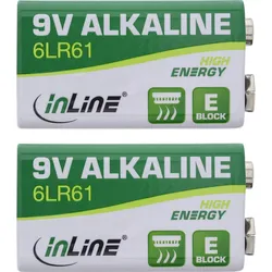 InLine Alkaline High Energy Batterie - 9V Block 6LR61 - 2er Pack