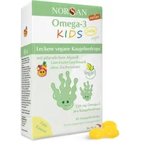 NORSAN Omega 3 vegan KIDS JELLY 45 hochdosiert/Omega 3 vegan hochdosiert 220mg pro Kaugeleedrops/veganes Omega 3 mit EPA & DHA/Omega 3 Kids mit Tutti-Frutti-Geschmack