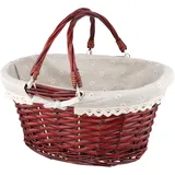 FUNSUEI Picknickkorb Weide, Weidenkorb mit Griff, Korb mit Futter, Klein Gewebter Korb für Aufbewahrung, Dekoration, 36 x 28 x 17 cm