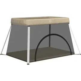 vidaXL Baby-laufstall mit Matratze Taupe Leinenstoff