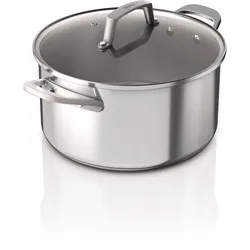 Kochtopf NINJA "Ninja Suppentopf aus Edelstahl C602DE", silber (edelstahlfarben), H:15,40cm Ø:18cm, Töpfe, Edelstahl mit Aluminiumbeschichtung für gleichmäßiges Erhitzen