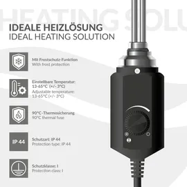 luxebath Heizstab 1200W Schwarz für Badheizkörper mit Thermostat