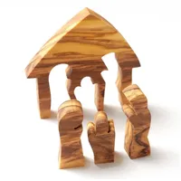 Kassis Geschenkartikel Olivenholz Weihnachtsdeko Krippe Puzzle Tischkrippe Tischdeko aus Bethlehem 6,50 x 6 cm