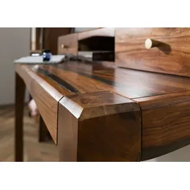 MASSIVMOEBEL24.DE Schreibtisch Sheesham dunkelbraun lackiert