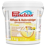 Pastaclean® Abfluss- und Rohrreiniger Zitronenduft 1kg - löst und entfernt Fette, Speisereste, Schmutz, Haare, Seifenreste, Gerüche, Ablagerungen