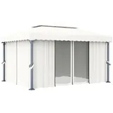 vidaXL Pavillon mit Vorhang 4x3 m CremeWeiß Aluminium