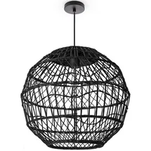 Paco Home Pendelleuchte Wohnzimmer Boho Korbleuchten Pendellampe Rattan Hängeleuchte Korblampe Rund E27 Stil Modern schwarz
