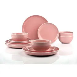Arzberg Tafelservice Geschirr-Set HALO Bubble Gum, 12-tlg, rosa/pink