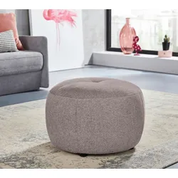 Hocker INOSIGN "Lounis", rosa (rose), H:44cm T:63cm, Chenille (100% Polyester), Struktur (100% Polyester), Soft clean (98% Polyester 2% Polyamid), Hocker, Rundhocker in 2 Größen,, "Soft clean" für leichte Reinigung mit Wasser