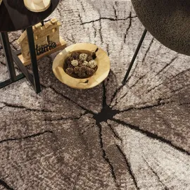Paco Home Edler Designer Teppich Wohnzimmer Holzstamm Baum Optik Natur Grau Braun Beige 120x170 cm