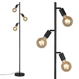 Briloner Leuchten - Stehleuchte Stehlampe schwenkbar, 3x E27, inkl. Kabelschalter, Retro, Vintage, Schwarz, 220x1.600mm (DxH), 1387-035