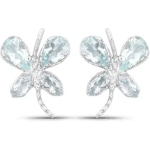 vira jewels Ohrstecker Vira Jewels Silber 925 rhodiniert Aquamarin weiß