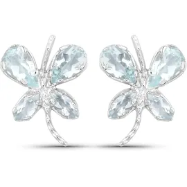 vira jewels Ohrstecker Vira Jewels Silber 925 rhodiniert Aquamarin weiß