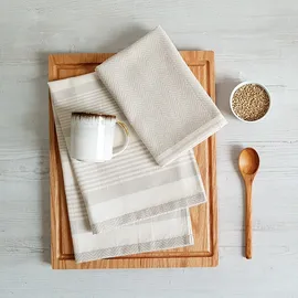 framsohn frottier Geschirrtuch FRAMSOHN FROTTIER "Modern Living Fischgrät", bunt (beige, braun, grau), B:50cm L:70cm, 100% Baumwolle, Geschirrtücher, Geschirrtuch, dichte Feinwebung, in Österreich hergestellt, 50x70 cm