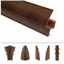 Lemal Sockelleiste, PVC 65x23mm - Fußleisten mit Kabelkanal - (30 Meter / 15 Leisten) Kunststoff Teppichleisten Übergangsleisten