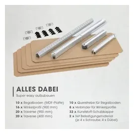 EasyMaxx 2x Schwerlastregal Metall Steckregal Werkstatt Keller Regal System 180 x 90 40
