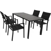 DEGAMO Garnitur LAGOS 5-teilig, anthrazit + Kunstgewebe schwarz