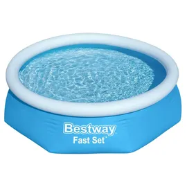 BESTWAY Fast Set Aufstellpool ⌀ 244 x 61 cm Blau inkl. Filterpumpe