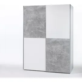 Schwebetürenschrank Puls 170 x 195 x 59 cm Weiß/Grau