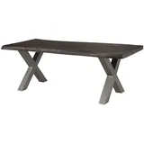 Massivmoebel24.de Baumtisch Mango 200x100x77 grau lackiert / X-Beine silber matt FREEFORM 5 - Grau