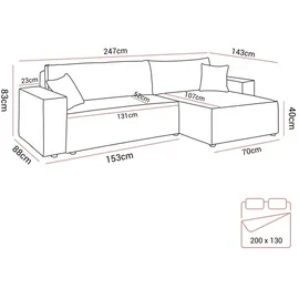 Lukmebel Gepolstertes Ecksofa CARLOS Poso 60