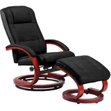 berlinlodge Massagesessel Kunstleder 66 x 98 x 89 cm Schwarz mit Fußhocker
