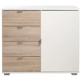 Priess Sideboard 82 x 71 x 38 cm Weiß / Eiche