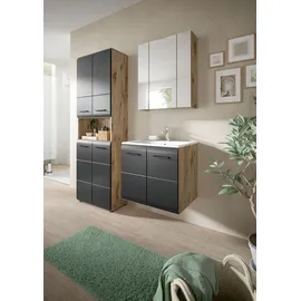 WELLTIME Waschbeckenunterschrank WELLTIME, nox oak nb, schwarz matt, B:60cm H:53cm T:46cm, Holzwerkstoff, MDF, Schränke, Waschbeckenunterschrank, Florenz, Waschtisch inkl. Waschbecken, Nox Oak NB, 60 cm breit