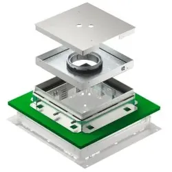 OBO 7409605 Kassette für fugenlose Böden eckig, Tubus 243x243x83 Edelstahl, rostfrei TRKFN 9 VS 250