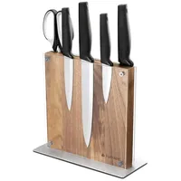 Navaris Messerhalter magnetisch doppelseitig Akazienholz - Magnet Messerblock Messerbrett