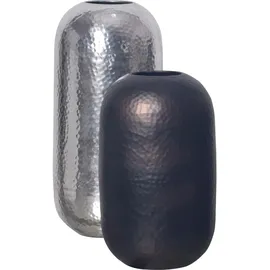 FineBuy Vase 2er Set FineBuy Blumenvase Aluminium Hammerschlag Tischvase Modern Rund