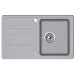 Granitspüle mit Abtropffläche Reversibel | vidaXL : Farbe - Grau