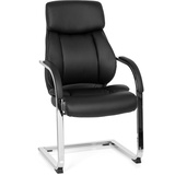 MyBuero Besucherstuhl Schwingstuhl Visiter CL130 Kunst-Leder Schwarz, Freischwinger-Sessel zum Arbeiten & Relaxen, Ergonomisch Konferenz-Stuhl Vierfußstuhl Büro Home-Office Warte-Zimmer, 725004