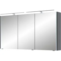 Spiegelschrank SAPHIR "Serie 7045 Badezimmer-Spiegelschrank inkl. LED-Beleuchtung, 3 Türen", grau (stahlgrau), B:133,2cm H:70,3cm T:17cm, Spanplatte, Schränke, Badschrank 133,2 cm breit, inkl. LEDplus Schalter und Türdämpfer