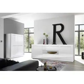 INOSIGN Sideboard INOSIGN "Basic Breite 240 cm, Kommode 2 Türen, 2 Schubkästen, Anrichte", weiß (weiß hochglanz lack), B:240cm H:86cm T:43cm, Sideboards, Sideboard, Weiss HochglanzLack, Metallgriff, moderne Rahmenoptik, viel Stauraum